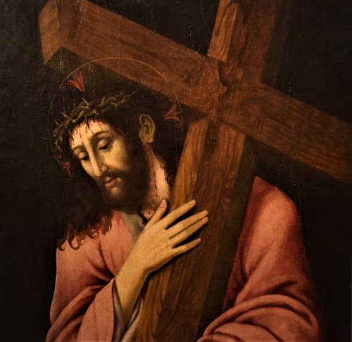 Le Christ qui porte la Croix -  École Italienne du XVIe siècle - Romano Ischia